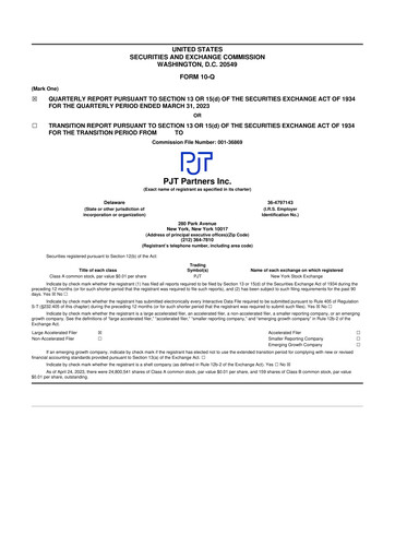 Thumbnail PJT Partners
 10-Q Quarterly Report FY2023 