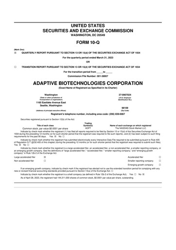 Thumbnail Adaptive Biotechnologies
 10-Q Quarterly Report FY2023 