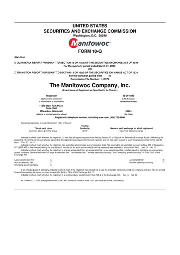 Thumbnail The Manitowoc Company
 10-Q Quarterly Report FY2023 