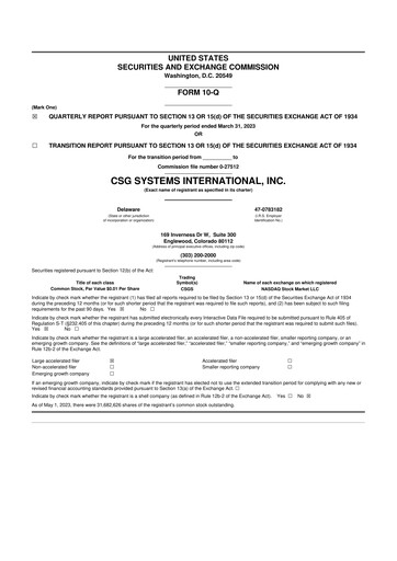 Thumbnail CSG International
 10-Q Quarterly Report FY2023 