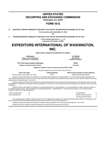Thumbnail Expeditors International 10-Q Quarterly Report FY2023 