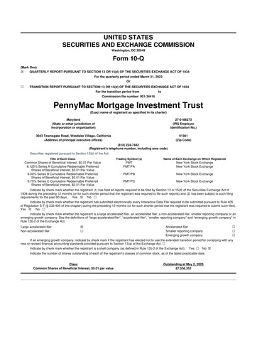 Thumbnail PennyMac Mortgage Investment Trust 10-Q Quarterly Report FY2023 