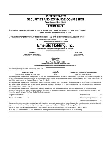 Thumbnail Emerald Holding 10-Q Quarterly Report FY2023 