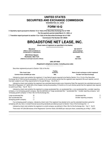 Thumbnail Broadstone Net Lease 10-Q Quarterly Report FY2023 