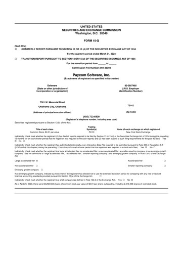 Thumbnail Paycom
 10-Q Quarterly Report FY2023 