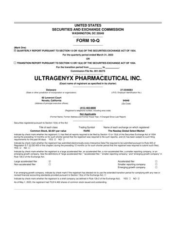 Miniature Ultragenyx Pharmaceutical 10-Q Rapport trimestriel 2023 