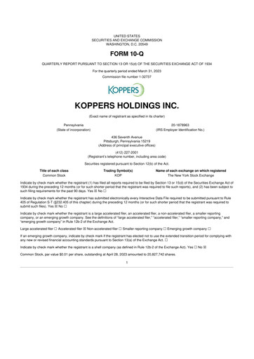 Vorschaubild Koppers Holdings 10-Q Quartalsbericht 2023 