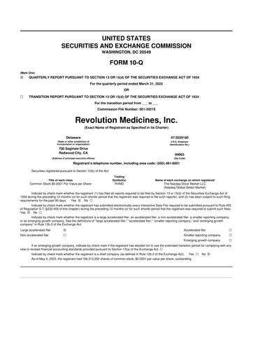 Thumbnail Revolution Medicines
 10-Q Quarterly Report FY2023 