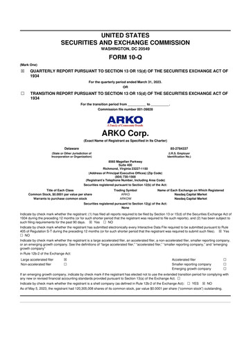 Thumbnail ARKO Corp. 10-Q Quarterly Report FY2023 