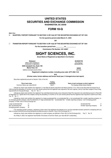 Vorschaubild Sight Sciences 10-Q Quartalsbericht  