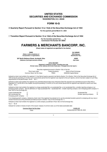 Thumbnail Farmers & Merchants Bancorp 10-Q Quarterly Report FY2023 