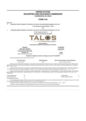 Thumbnail Talos Energy 10-Q Quarterly Report FY2023 