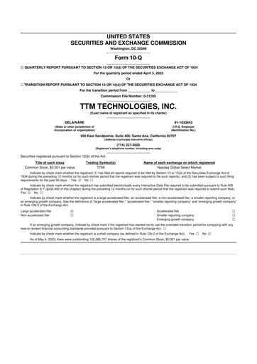 Thumbnail TTM Technologies
 10-Q Quarterly Report FY2023 