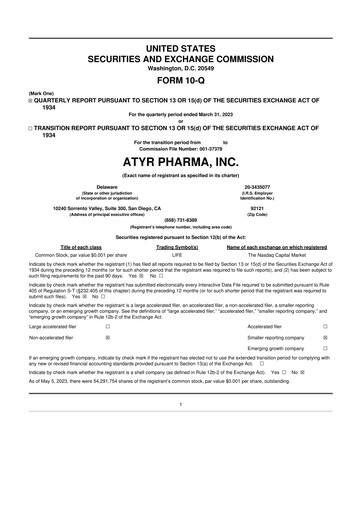 Thumbnail aTyr Pharma 10-Q Quarterly Report FY 