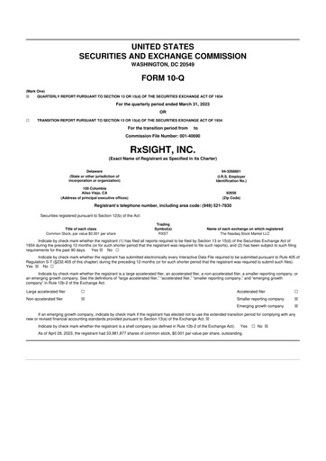 Vorschaubild RxSight 10-Q Quartalsbericht 2023 