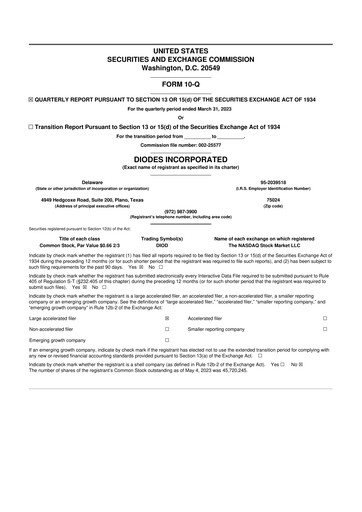 Miniature Diodes Incorporated 10-Q Rapport trimestriel 2023 