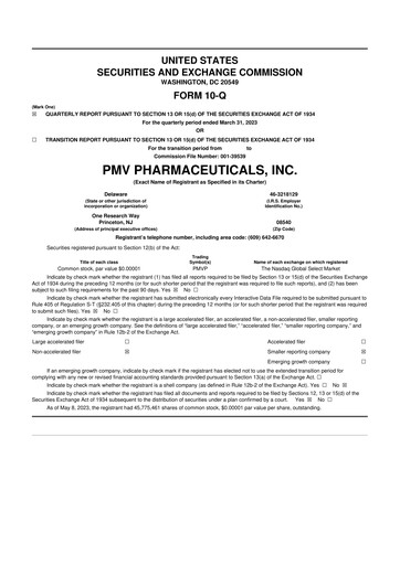 Vorschaubild PMV Pharmaceuticals 10-Q Quartalsbericht  