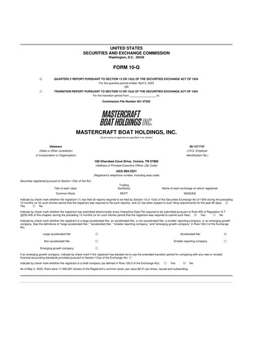 Thumbnail MasterCraft Boat 10-Q Quarterly Report FY2023 