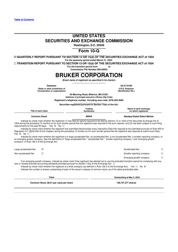 Thumbnail Bruker 10-Q Quarterly Report FY2023 