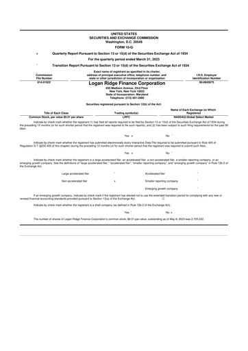 Thumbnail Logan Ridge Finance 10-Q Quarterly Report FY 