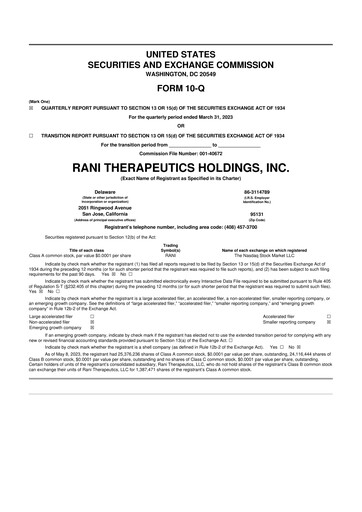 Thumbnail Rani Therapeutics 10-Q Quarterly Report FY 