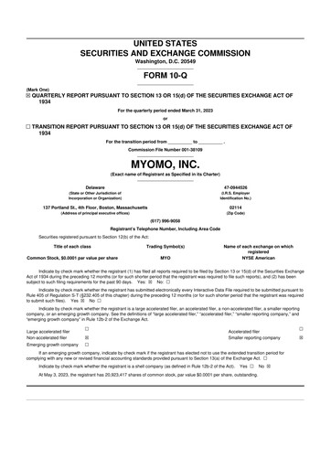 Thumbnail Myomo 10-Q Quarterly Report FY2023 