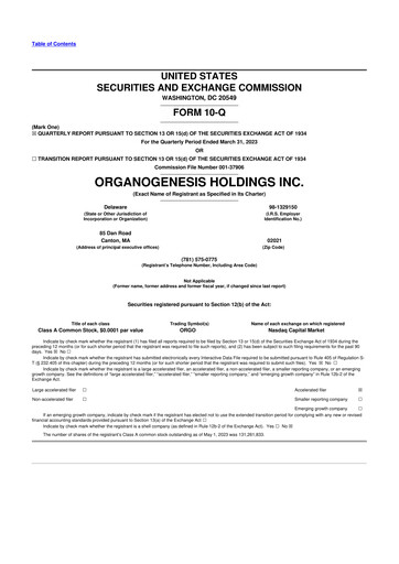 Miniature Organogenesis 10-Q Rapport trimestriel 2023 