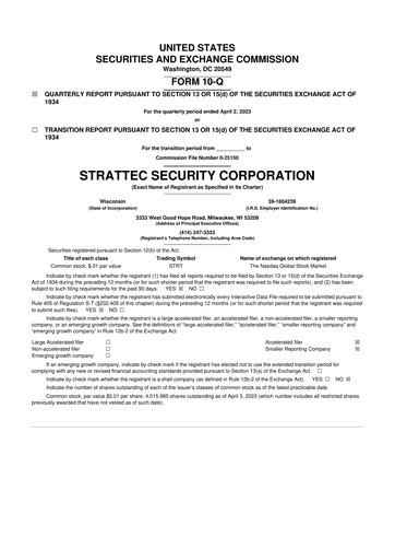 Vorschaubild Strattec Security 10-Q Quartalsbericht 2023 