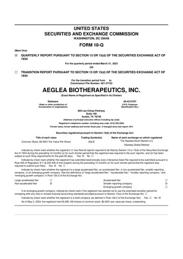 Thumbnail Spyre Therapeutics 10-Q Quarterly Report FY2023 