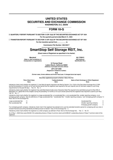 Thumbnail SmartStop Self Storage REIT 10-Q Quarterly Report FY2023 