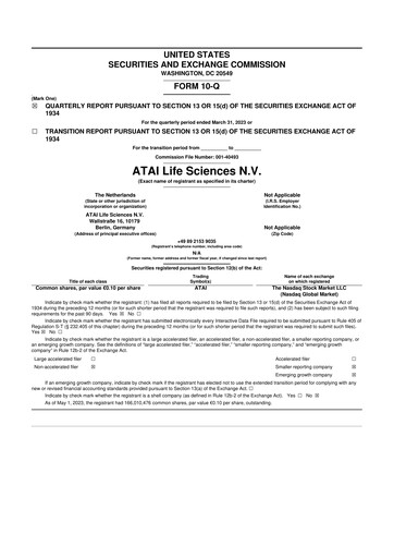 Thumbnail atai Life Sciences 10-Q Quarterly Report FY 