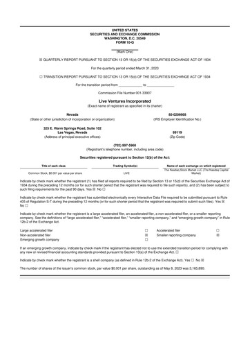 Thumbnail Live Ventures 10-Q Quarterly Report FY2022 