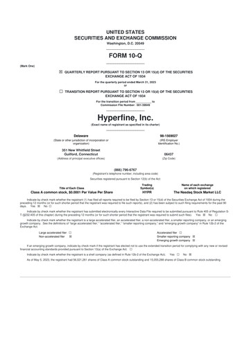 Miniature Hyperfine 10-Q Rapport trimestriel 2023 