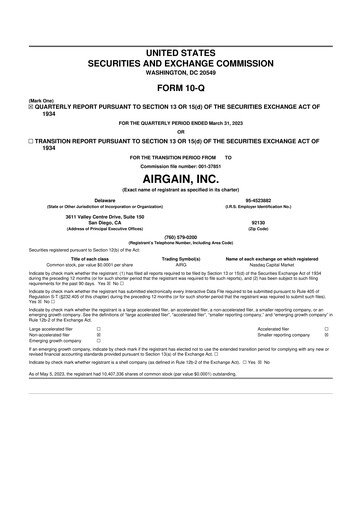 Miniature Airgain 10-Q Rapport trimestriel 2023 