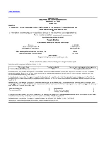 Thumbnail Telesis Bio 10-Q Quarterly Report FY2023 