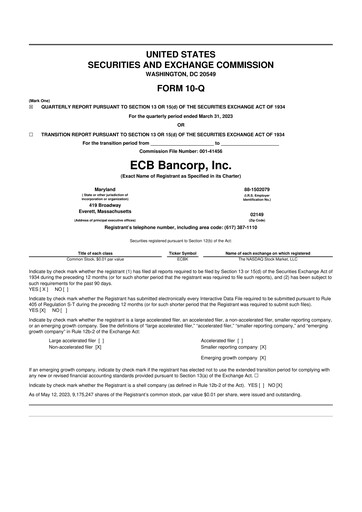 Thumbnail ECB Bancorp 10-Q Quarterly Report FY2023 