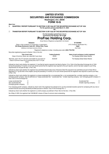 Thumbnail ProFrac 10-Q Quarterly Report FY2023 