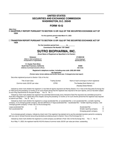Thumbnail Sutro Biopharma 10-Q Quarterly Report FY 