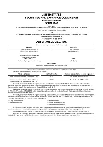 Thumbnail AST SpaceMobile 10-Q Quarterly Report FY2023 