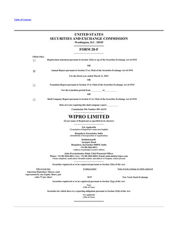 Thumbnail Wipro 20-F Annual Report 2023