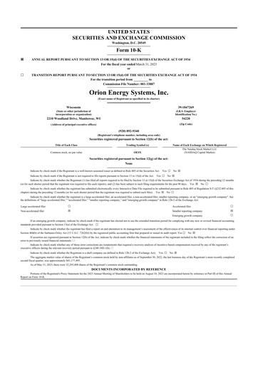 Thumbnail Orion Energy Systems
 10-K Annual Report 2023
