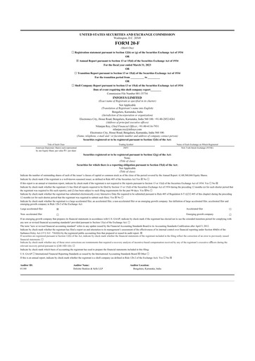 Thumbnail Infosys 20-F Annual Report 2023