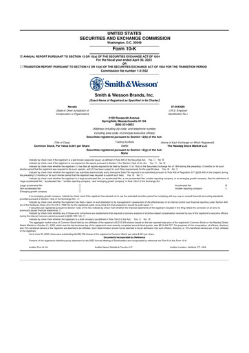 Thumbnail Smith & Wesson 10-K Annual Report 2023