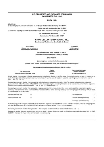 Thumbnail Cryo-Cell International 10-Q Quarterly Report FY2023 