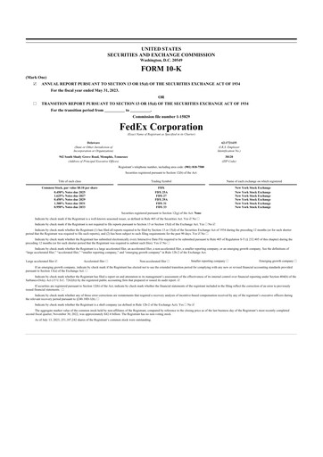 Thumbnail FedEx 10-K Annual Report 2023