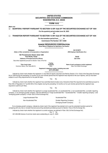 Thumbnail Range Resources
 10-Q Quarterly Report FY2023 