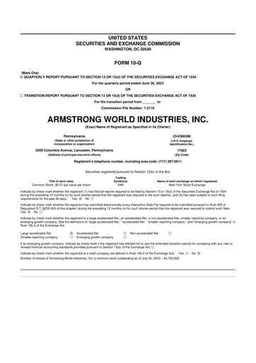 Thumbnail Armstrong World Industries
 10-Q Quarterly Report FY2023 