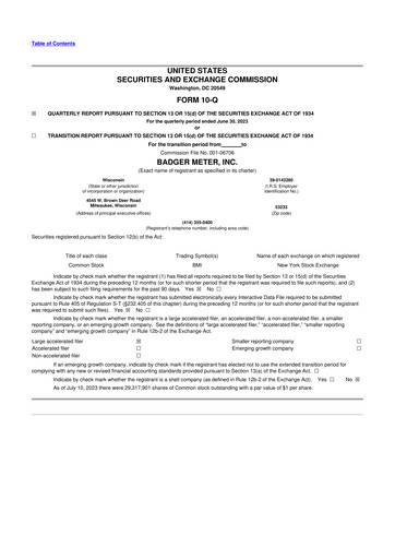 Thumbnail Badger Meter
 10-Q Quarterly Report FY2023 