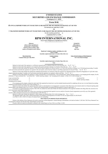 Thumbnail RPM International
 10-K Annual Report 2023