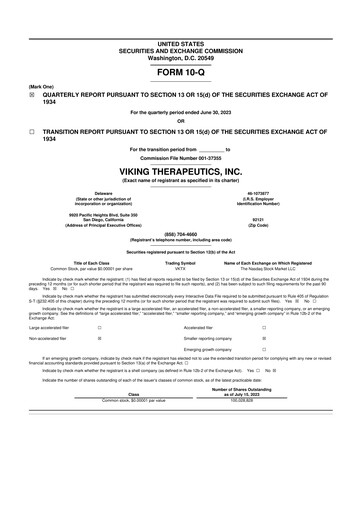 Vorschaubild Viking Therapeutics
 10-Q Quartalsbericht 2023 